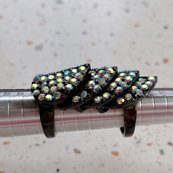 Gothic Victorian Heart Crystal Knuckle‎ Finger Ring - Picture 6 of 9